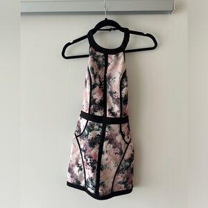 Floral Backless Halter Dress
